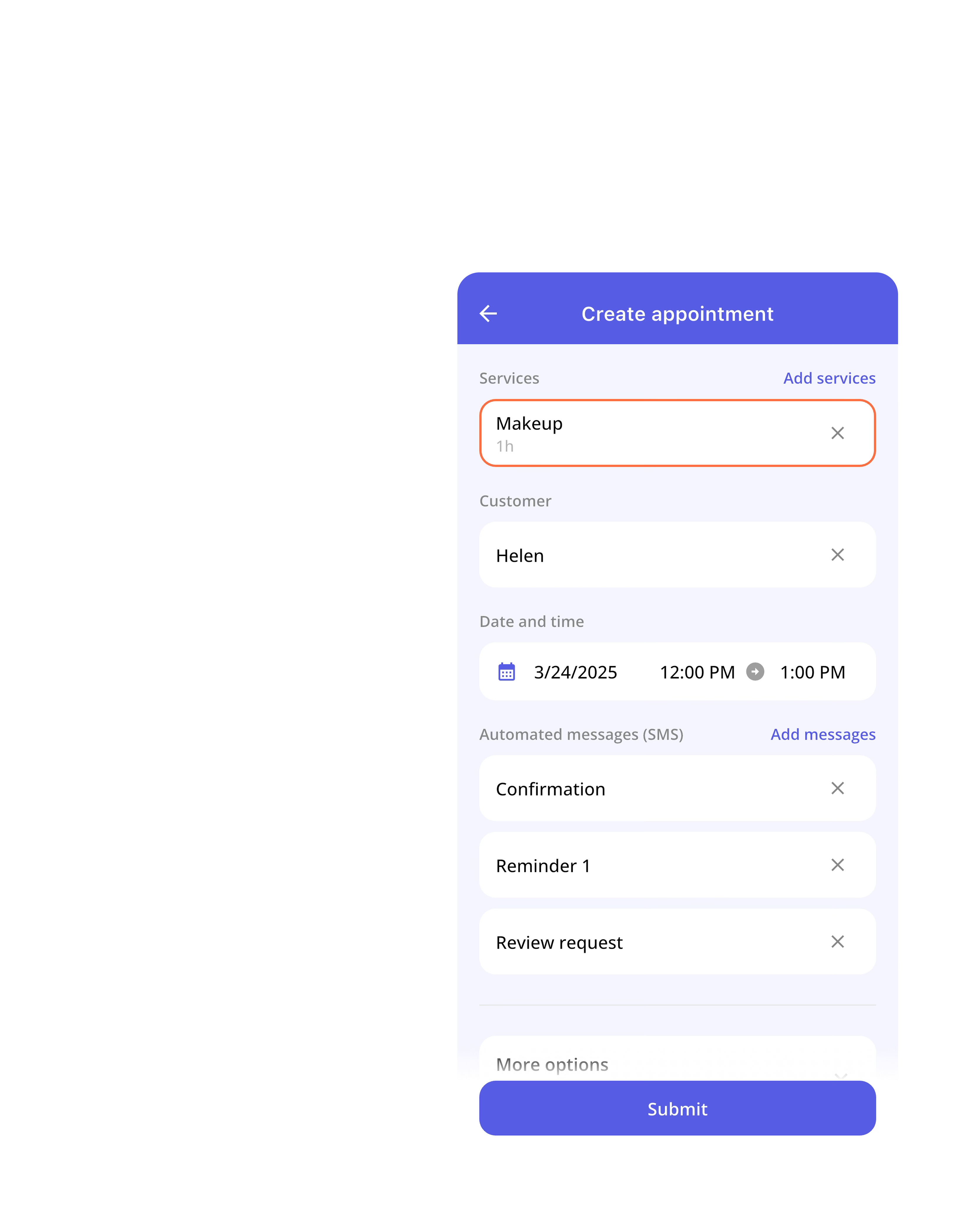 SmartAgenda mobile app interface showing client management screen